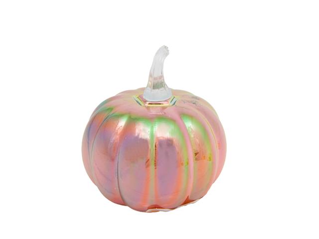 4.5" IRIDESCENT GLASS PUMPKIN DECOR
